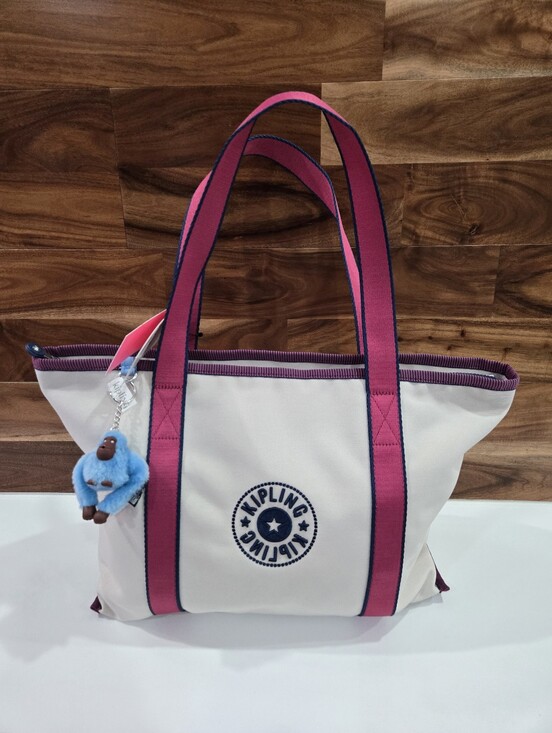 Kipling Handbags - Kipling Tote Bag Beige & Pink Large PARK